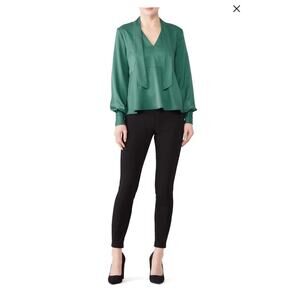 Becken Emerald Tie Neck Peplum Blouse